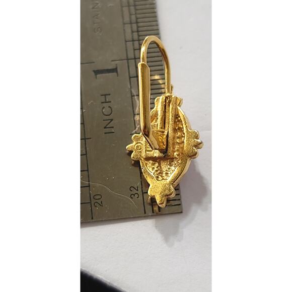 Vintage Gold and Pink Enamel Earrings - Picture 8 of 8